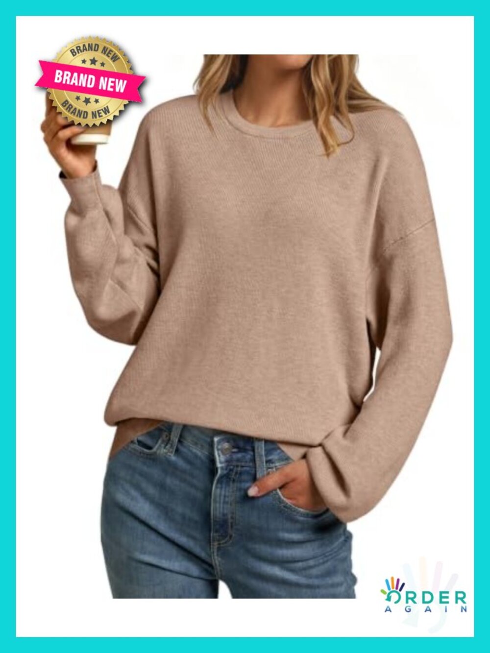 Oversized Wool Blend Crewneck Sweater Cozy Pullover
